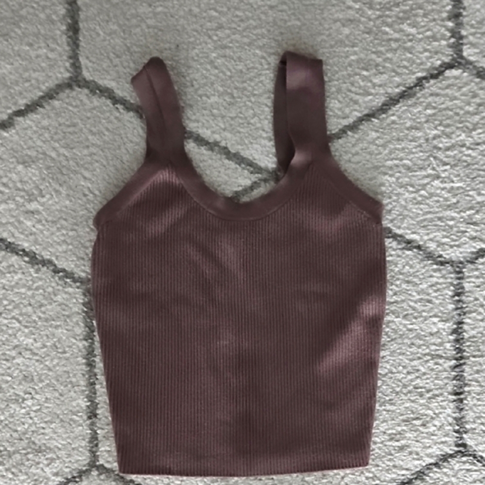 Abercrombie & Fitch Ribbed Tank Top XS Taupe Brown